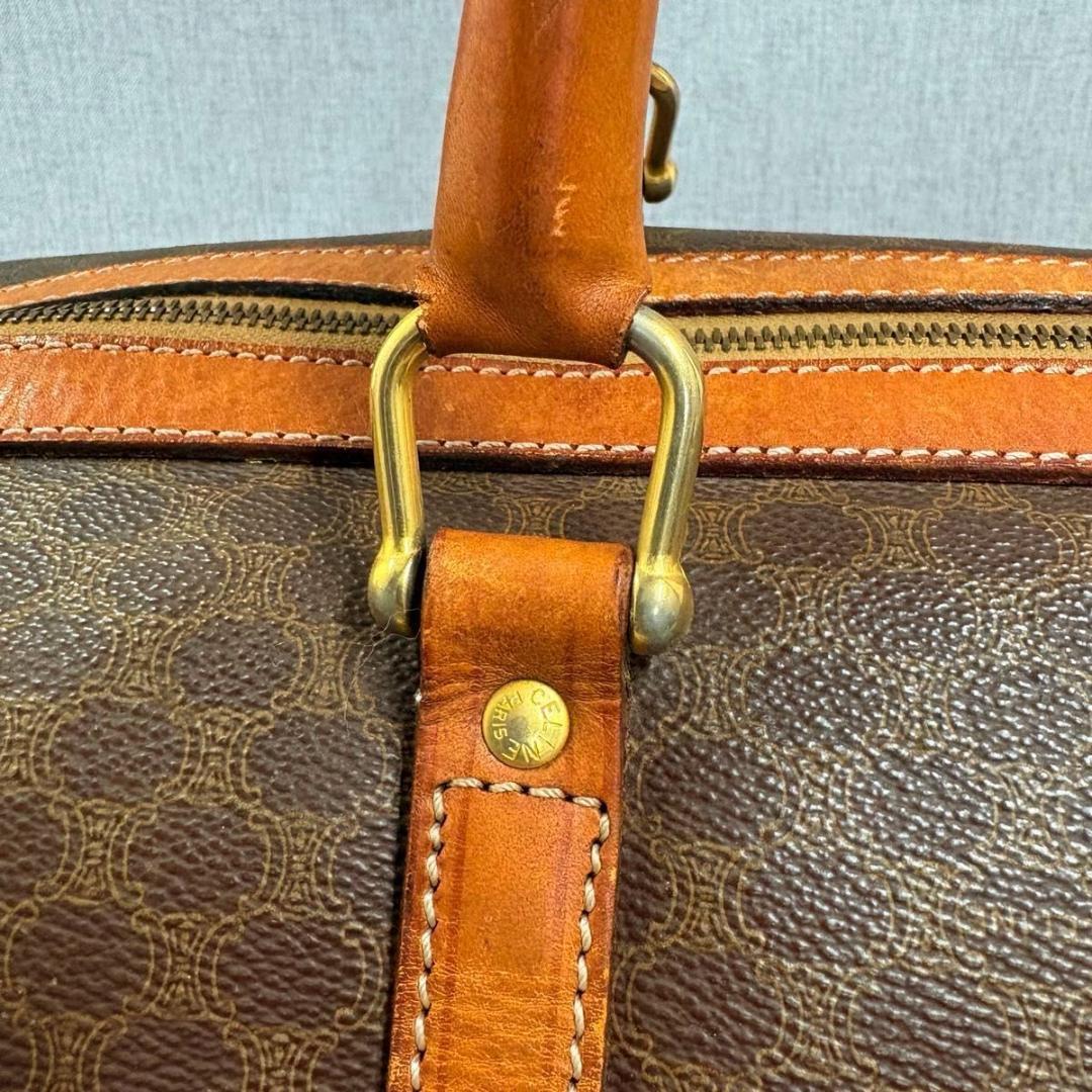 CELINE セリーヌ マカダム柄 ボストンバッグ PVC ブラウン レザー