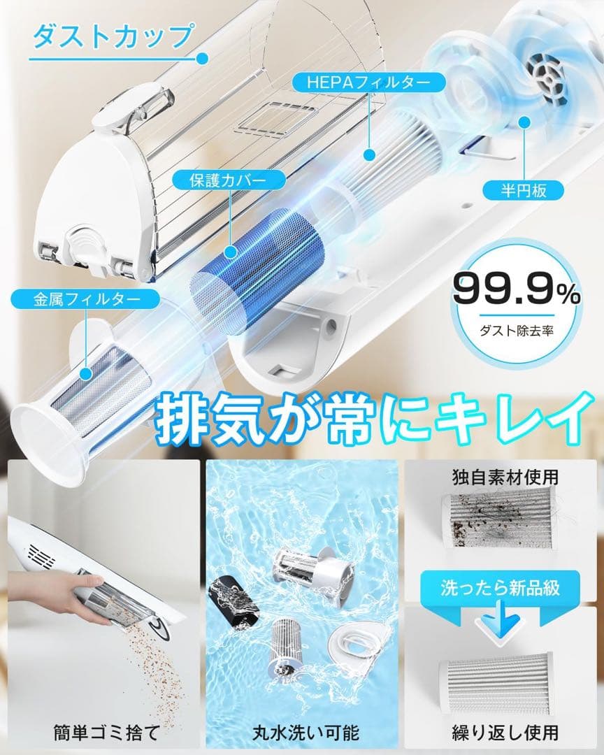 掃除機　コードレス　軽量　強力吸引　充電式　ハンディ　スティック　コンパクト
