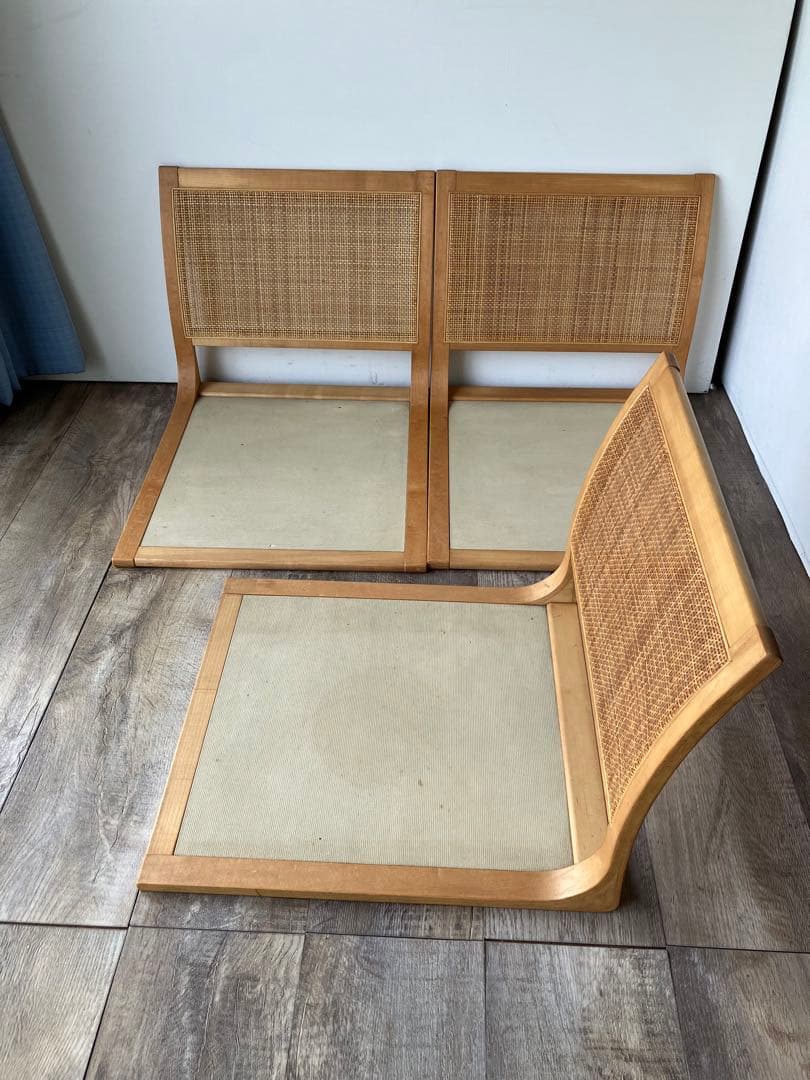 天童木工　座椅子　和モダン　こたつ椅子　ラタン　3点