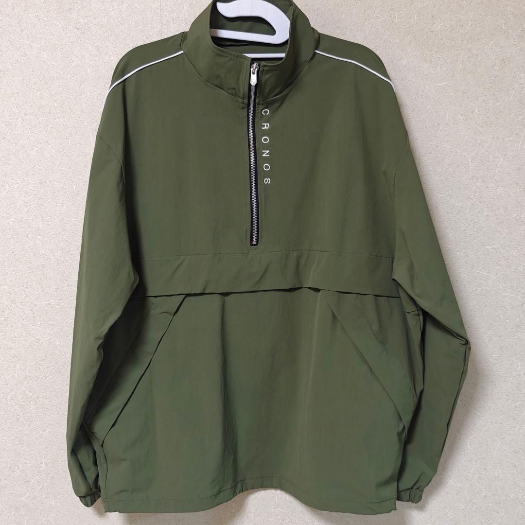 CRONOS ハーフジップ ナイロンジャケット オリーブグリーン Mサイズ