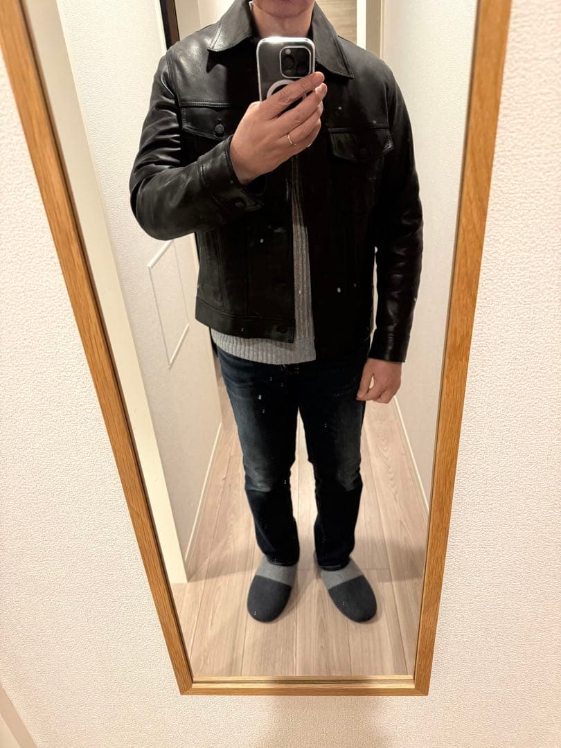 【K】  カルバンクライン レザージャケット 黒