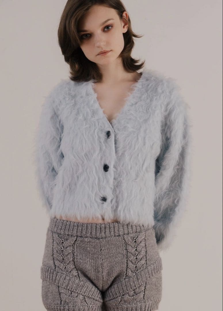 THE TOÉ Eltz Shaggy Cardigan light blue