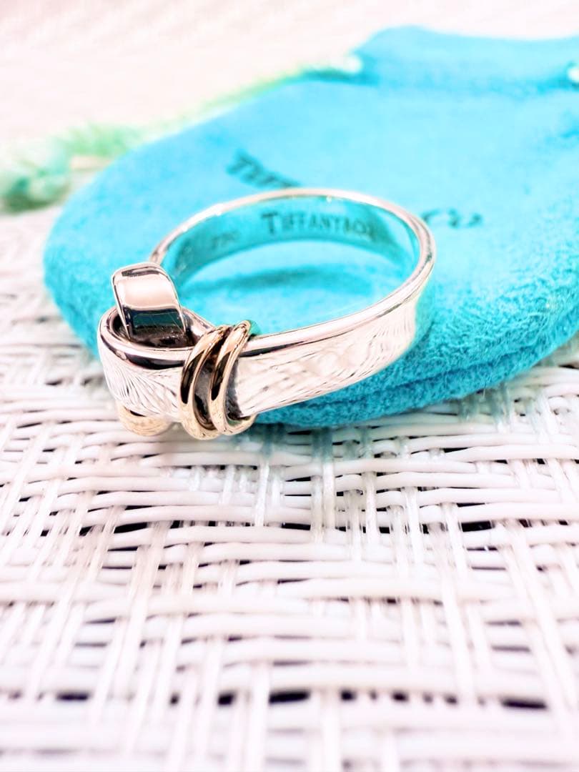 ティファニー フック＆アイ リング 9号　750 研磨洗浄済み　指輪　925