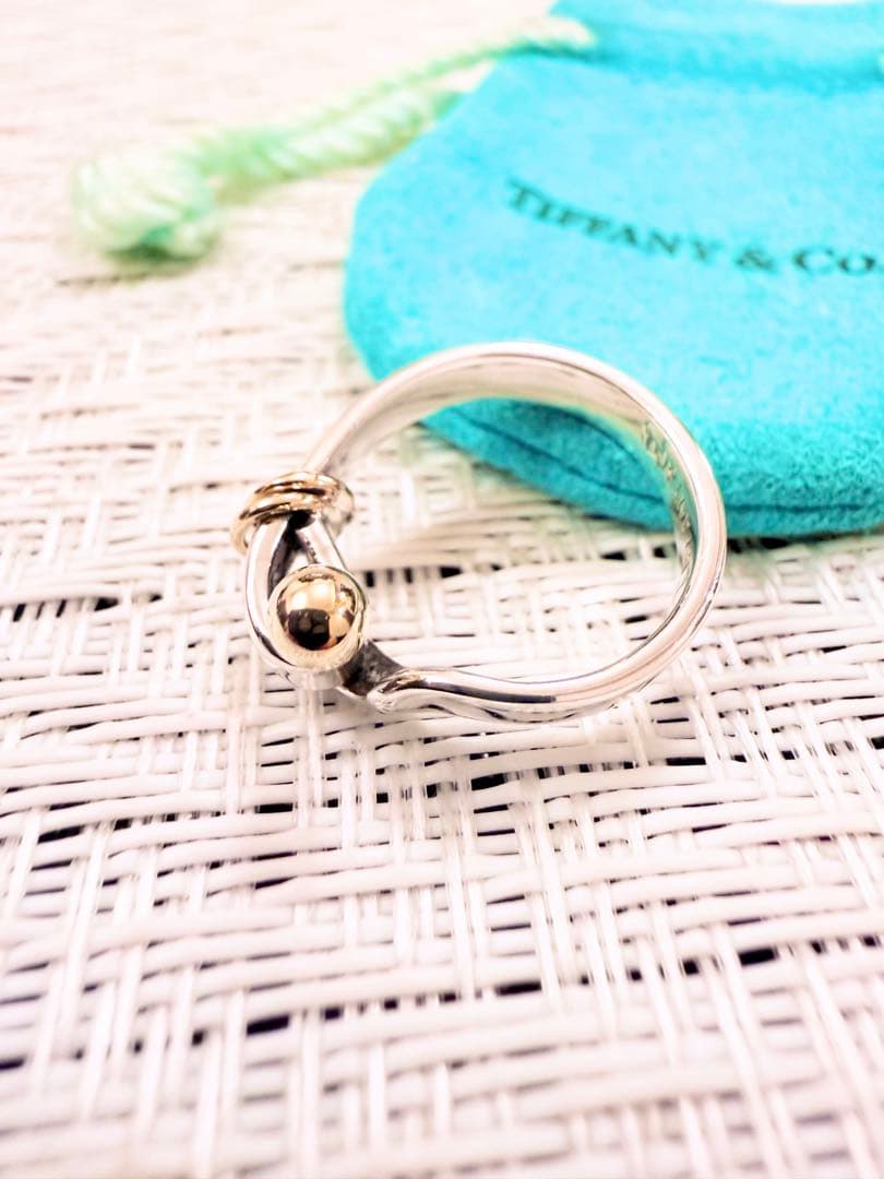 ティファニー フック＆アイ リング 9号　750 研磨洗浄済み　指輪　925