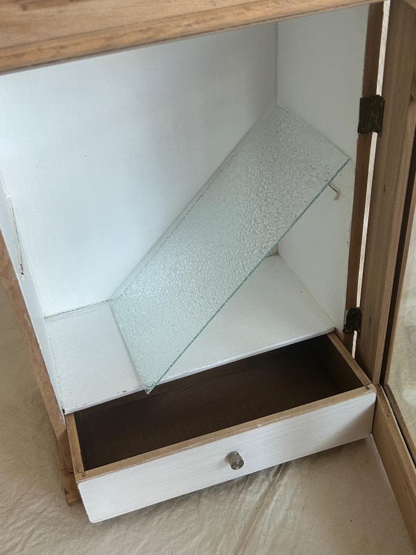 フランスアンティーク　飾り棚　ウォールキャビネット　ガラスケース　ブロカント