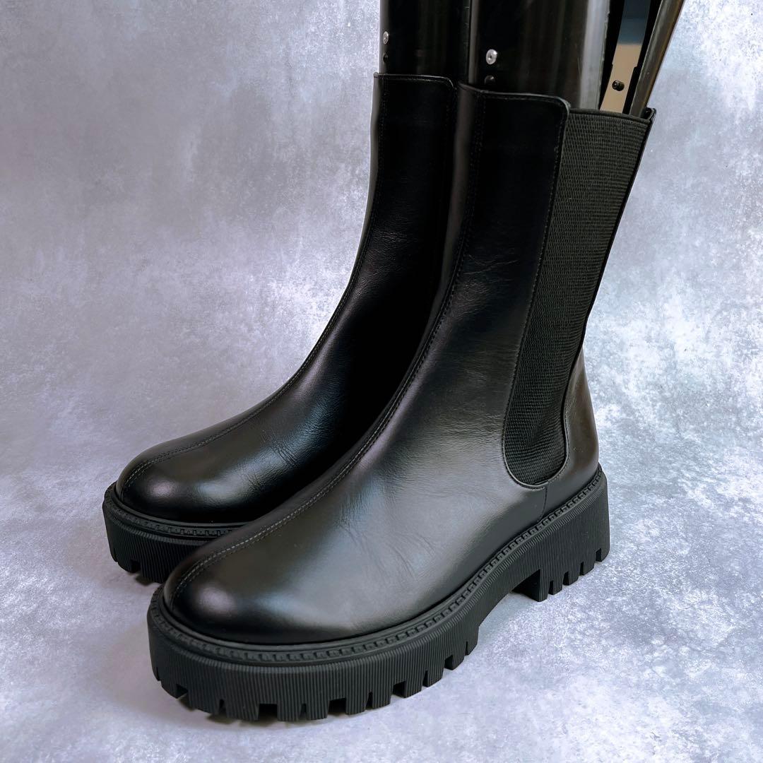 ☆ほぼ新品☆【ウィムガゼット ザポーズ】サイドゴアブーツ (37) 厚底　ジップ