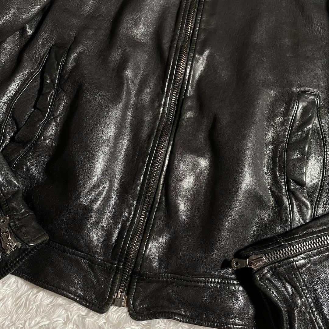 ドルガバ ライダースジャケット レザージャケット ラムスキン ウォッシュド加工