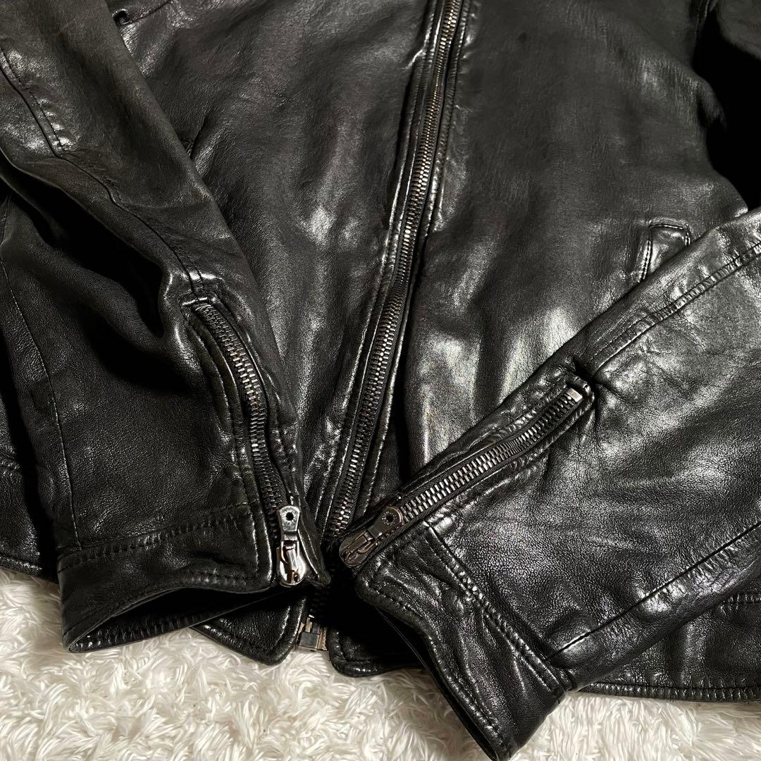 ドルガバ ライダースジャケット レザージャケット ラムスキン ウォッシュド加工