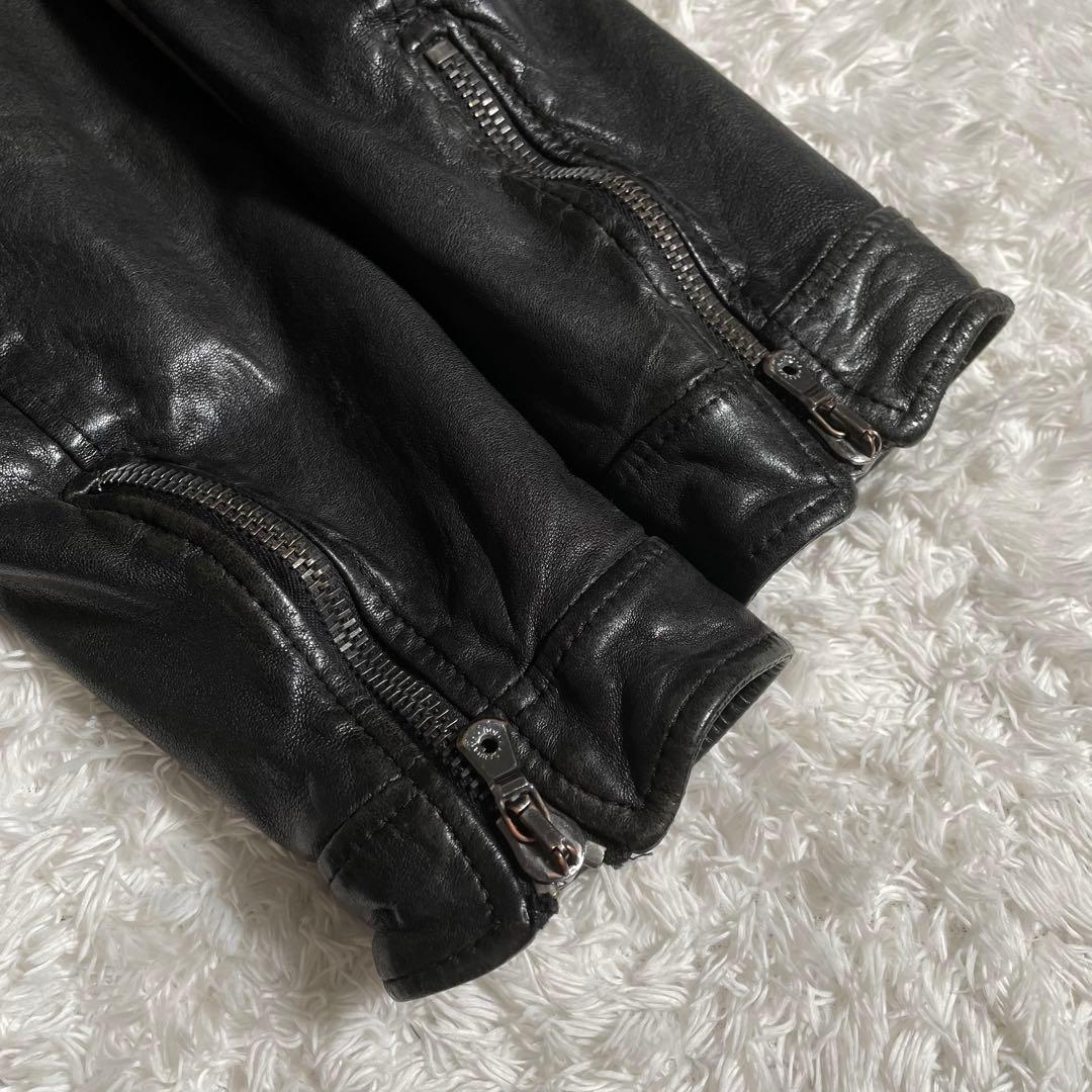 ドルガバ ライダースジャケット レザージャケット ラムスキン ウォッシュド加工