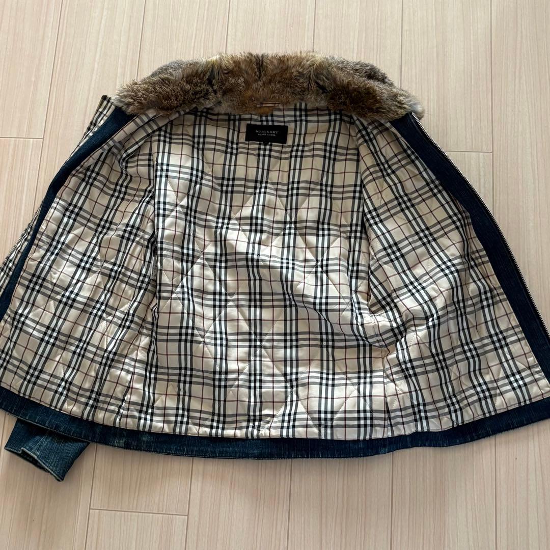 BURBERRYブラックレーベル　デニムライダースジャケット　ラビットファー M