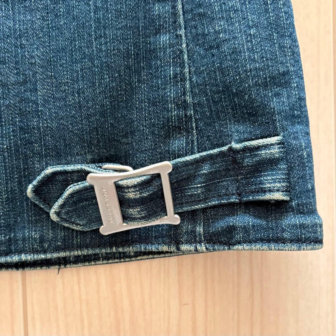 BURBERRYブラックレーベル　デニムライダースジャケット　ラビットファー M