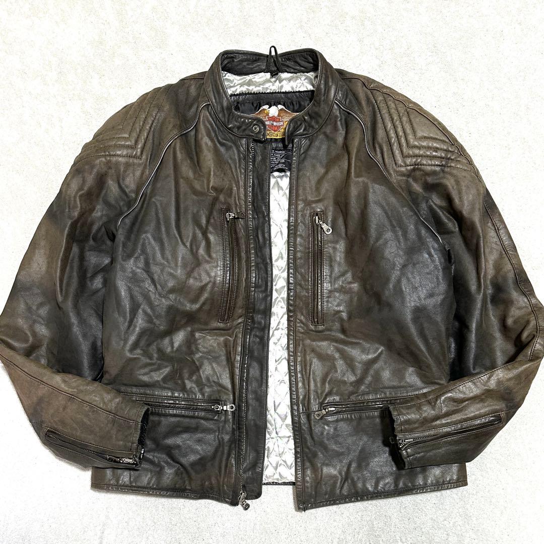 専用★L✨️ ハーレーダビッドソン　シングルライダース　レザージャケット　短丈