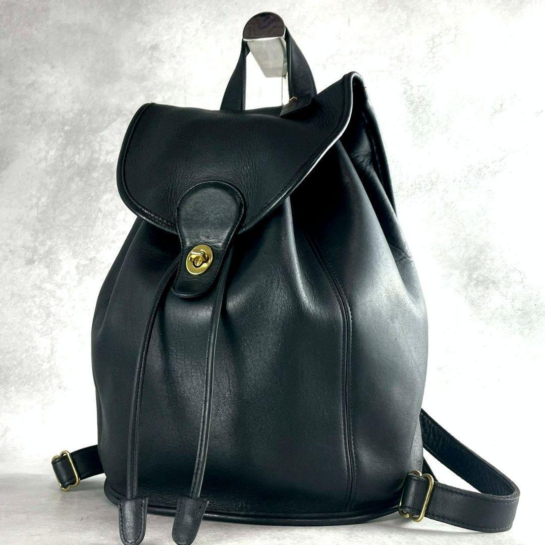 オールドコーチ USA製 リュック ターンロック レザー vintage 黒