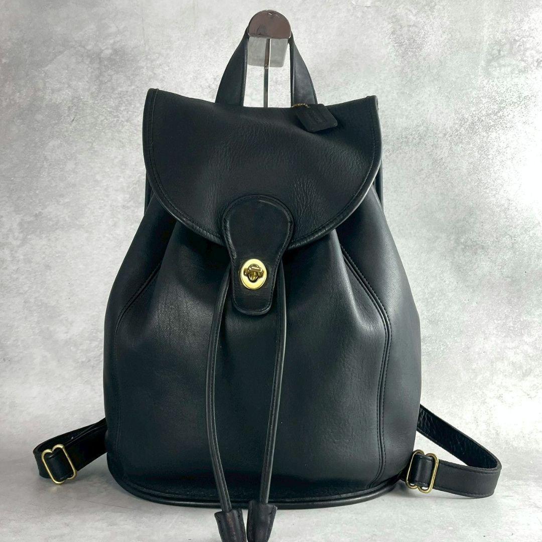 オールドコーチ USA製 リュック ターンロック レザー vintage 黒