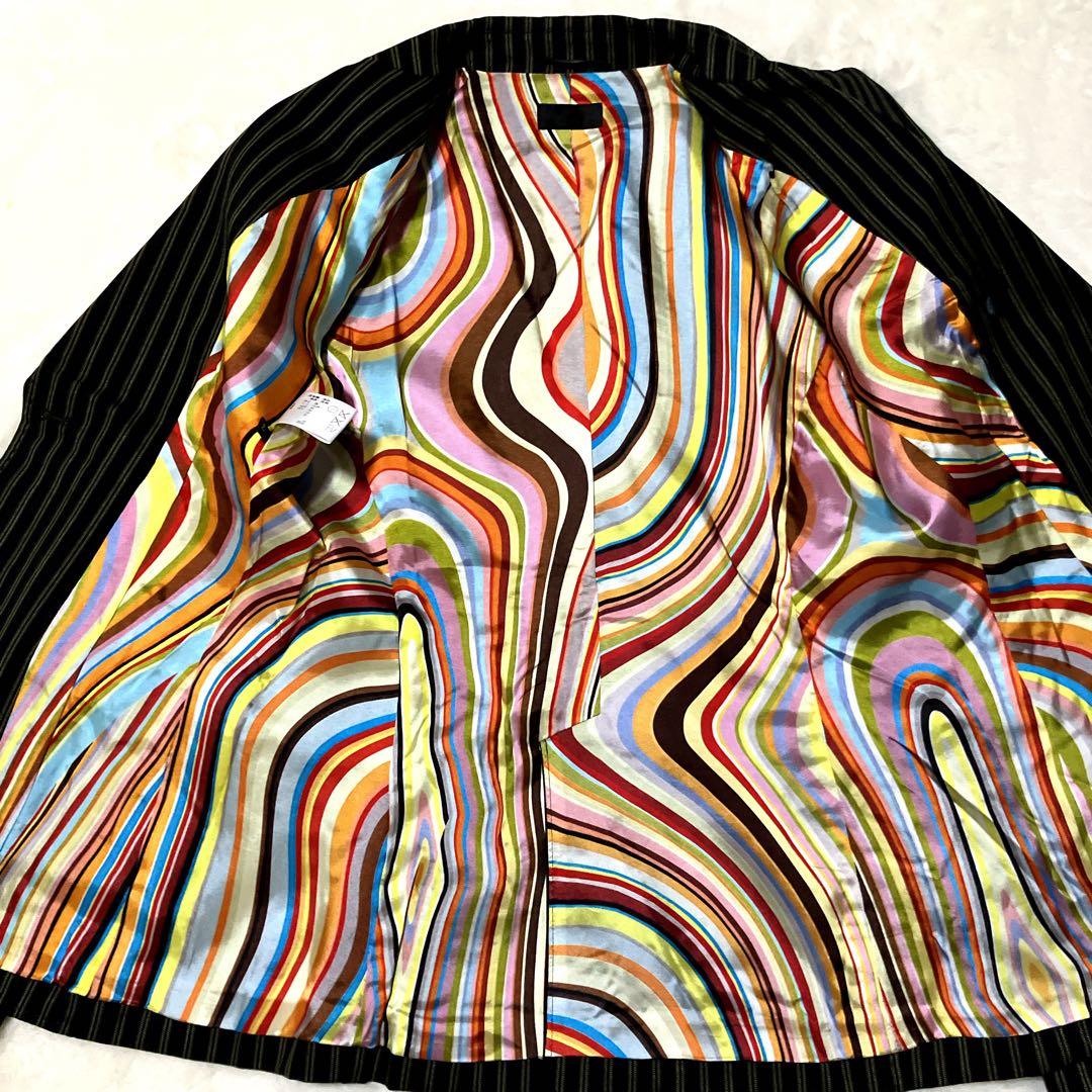 美品 ポールスミス セットアップ パンツ スーツ ストライプ/ブラックイエロー