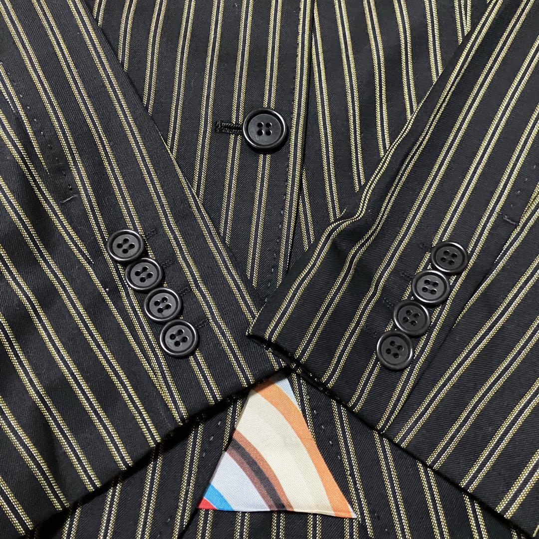 美品 ポールスミス セットアップ パンツ スーツ ストライプ/ブラックイエロー