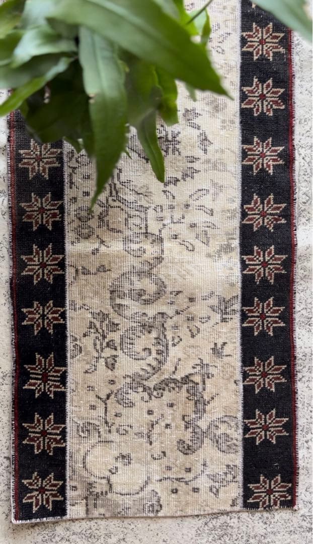 パッチワーク トルコヴィンテージラグ　深みネイビー×ベージュ　トルコラグ