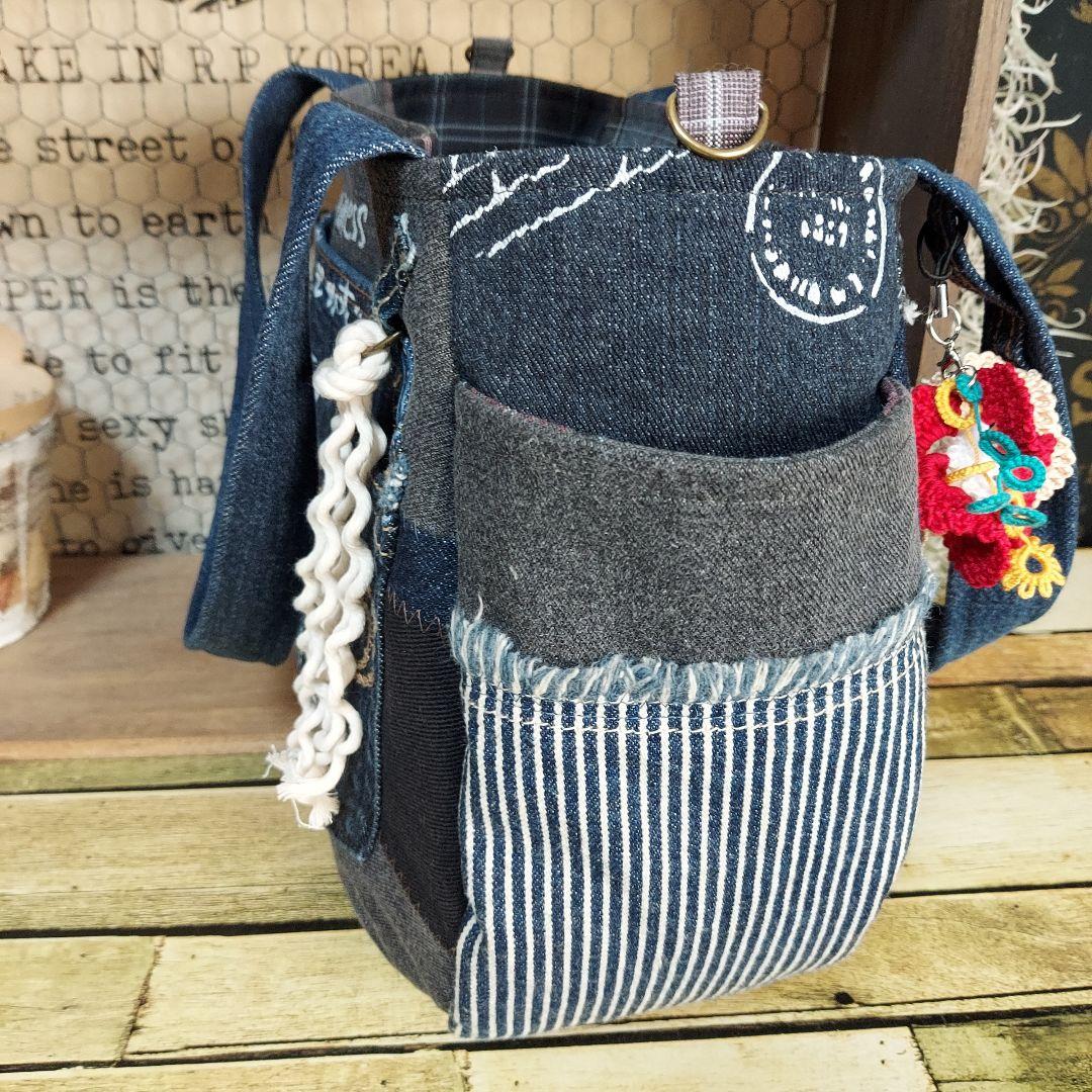 【MINMI】刺繍デニムバック　No.672　ショルダーベルト