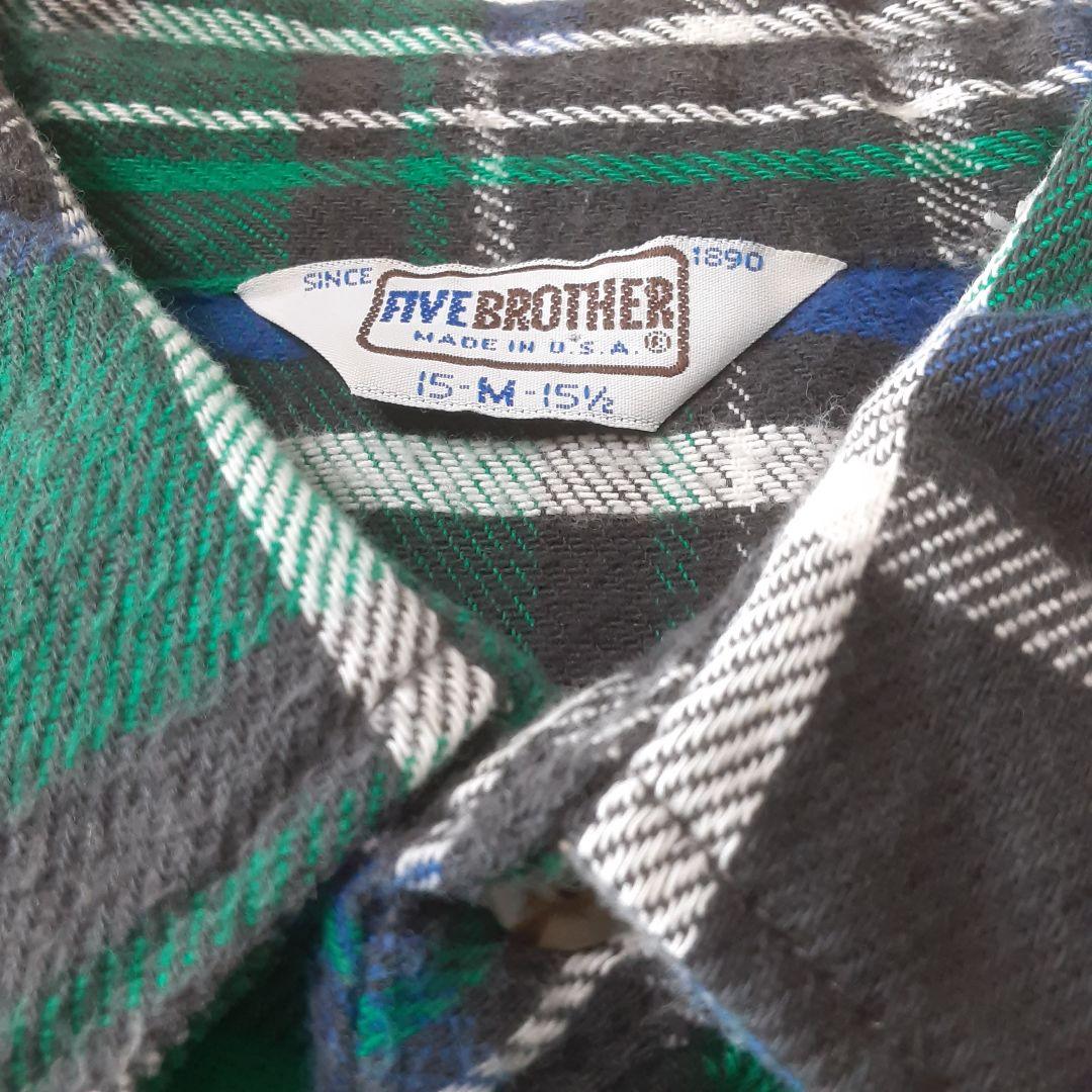 70s 80s FIVE BROTHER ネルシャツ 三角タグ USA製 M