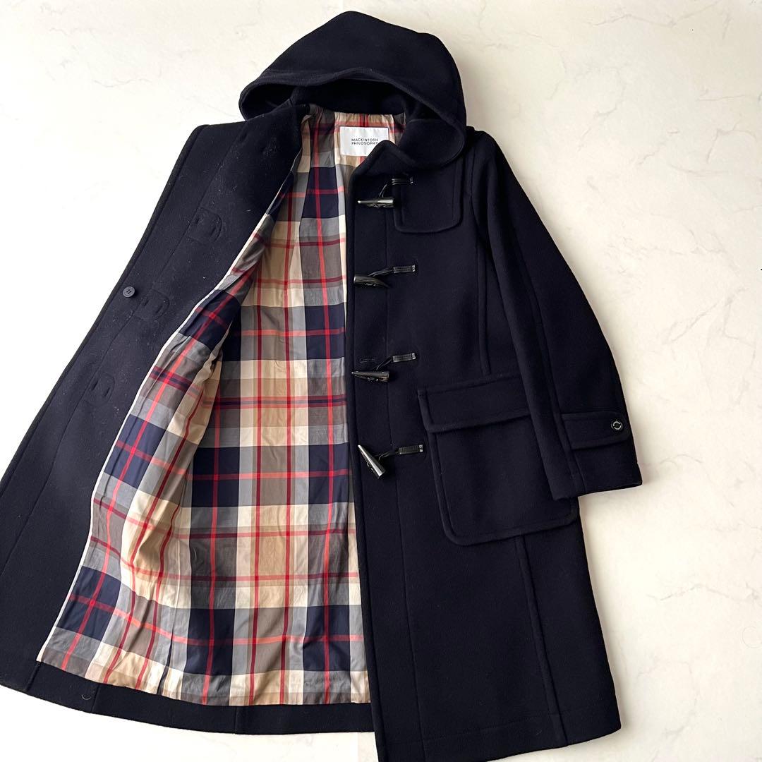 現行 マッキントッシュフィロソフィー ダッフルコート ネイビー チェック 38M