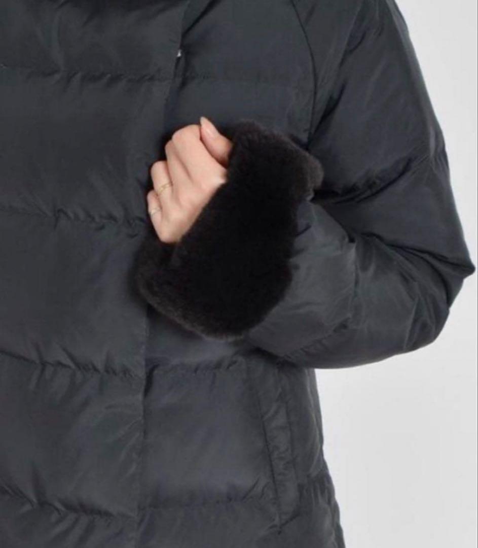 SHIPS ダウンジャケット フードショートダウン ファー付き 黒36