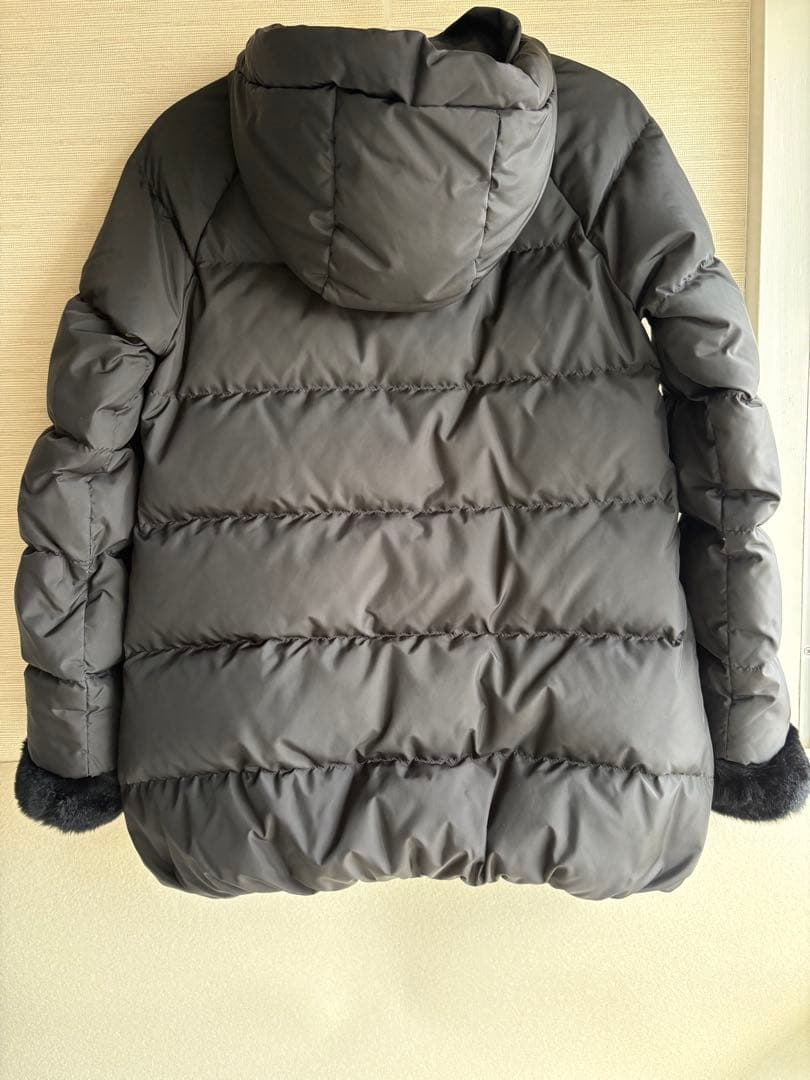 SHIPS ダウンジャケット フードショートダウン ファー付き 黒36