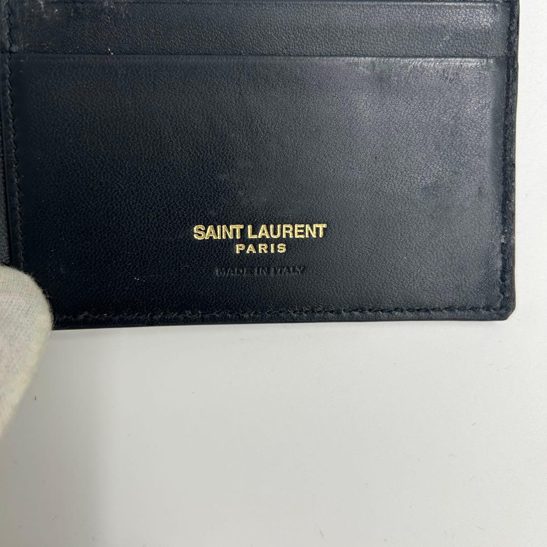 ✨極美品✨サンローラン　マネークリップ　二つ折り　クロコ　カサンドラ　ブラック