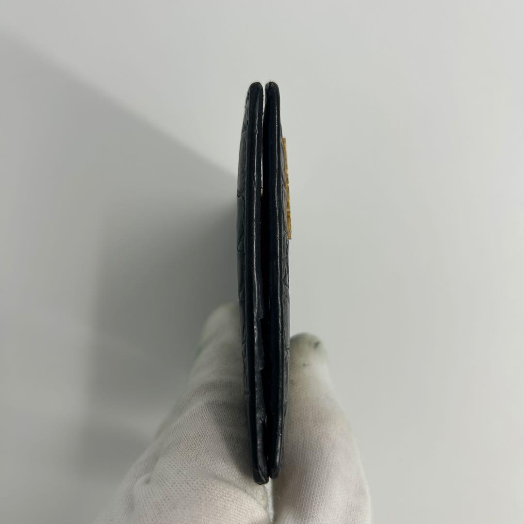 ✨極美品✨サンローラン　マネークリップ　二つ折り　クロコ　カサンドラ　ブラック