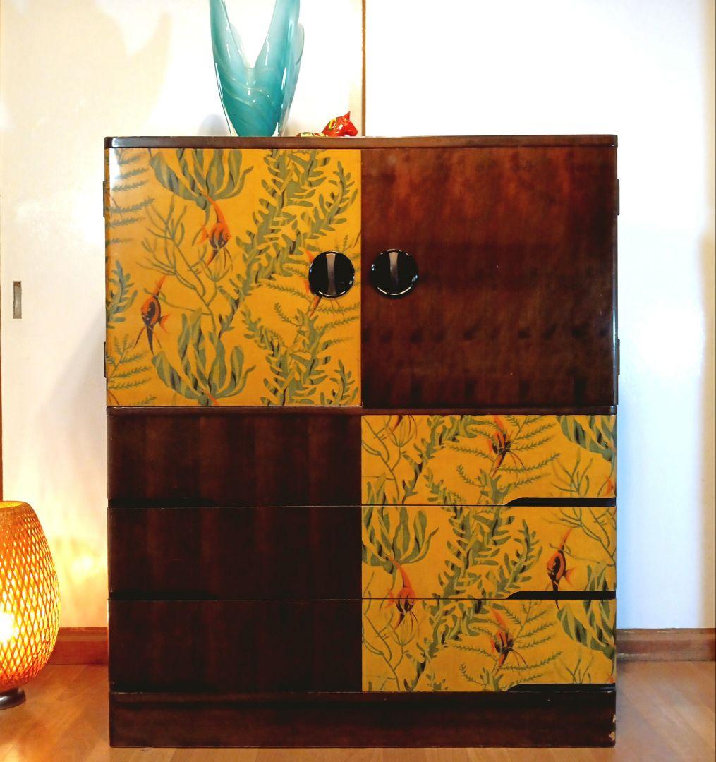 昭和レトロ　箪笥　キャビネット　金魚　着物　着物箪笥 キッチュ