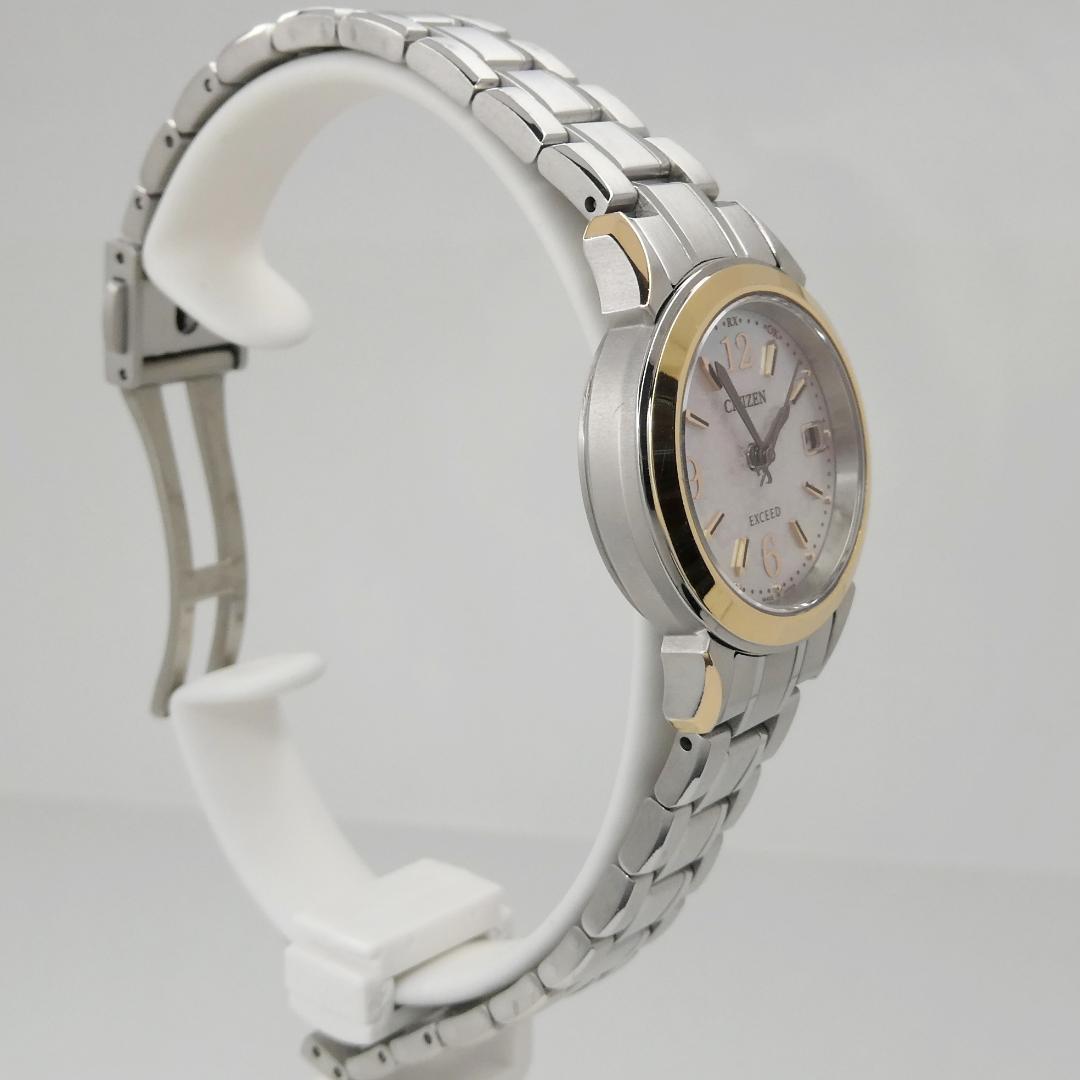 ✴美品稼働品 シチズン エクシード チタン 白蝶貝 エコドライブ電波時計 15㎝