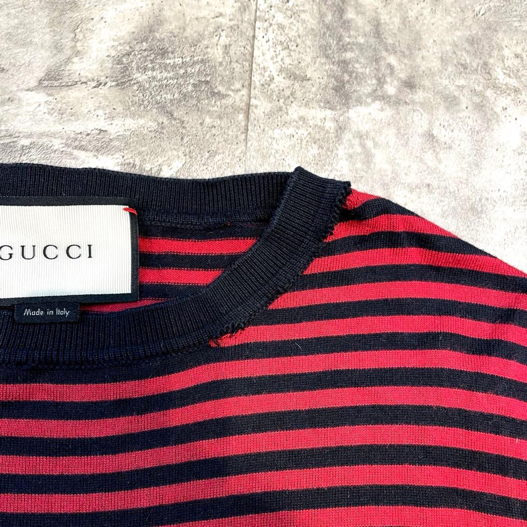 GUCCI ボーダーニット セーター コットン×カシミヤ Mサイズ