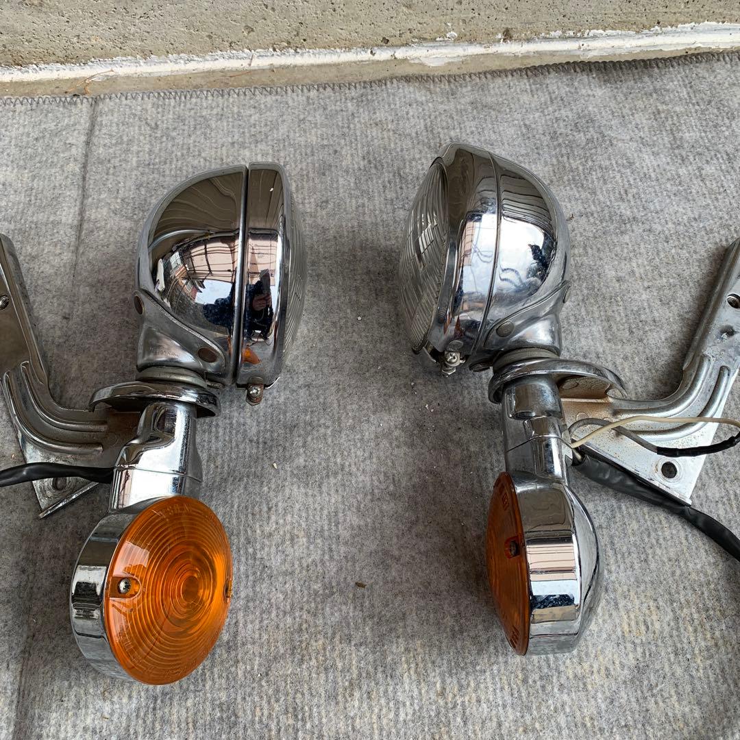 ショベルFLH用 アメリカ製 クロームメッキ 丸型ウィンカー