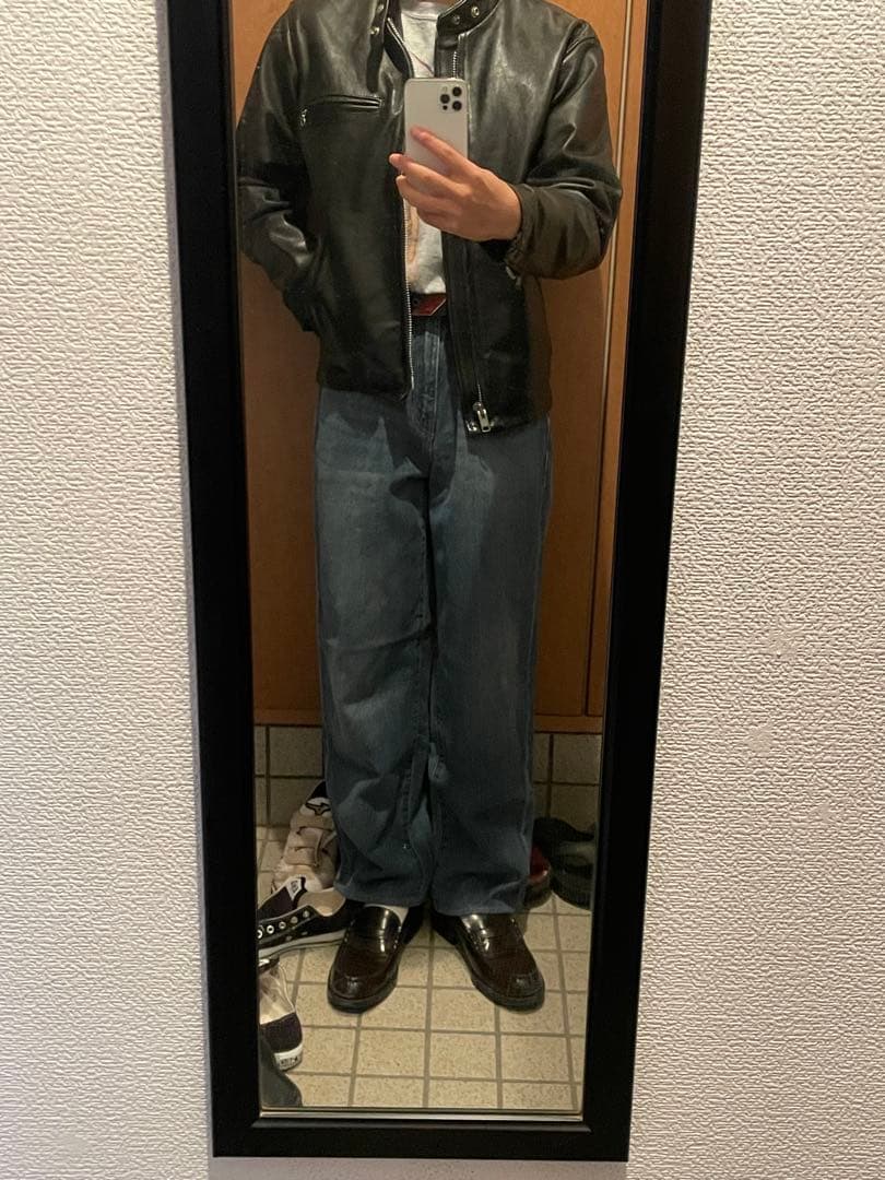 で*ン様 USA製　Schott　立ち襟シングルライダースジャケット　641