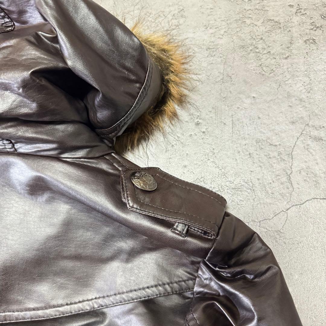 Y2K 短丈 ファー フェイクレザージャケット光沢 平成 お兄系