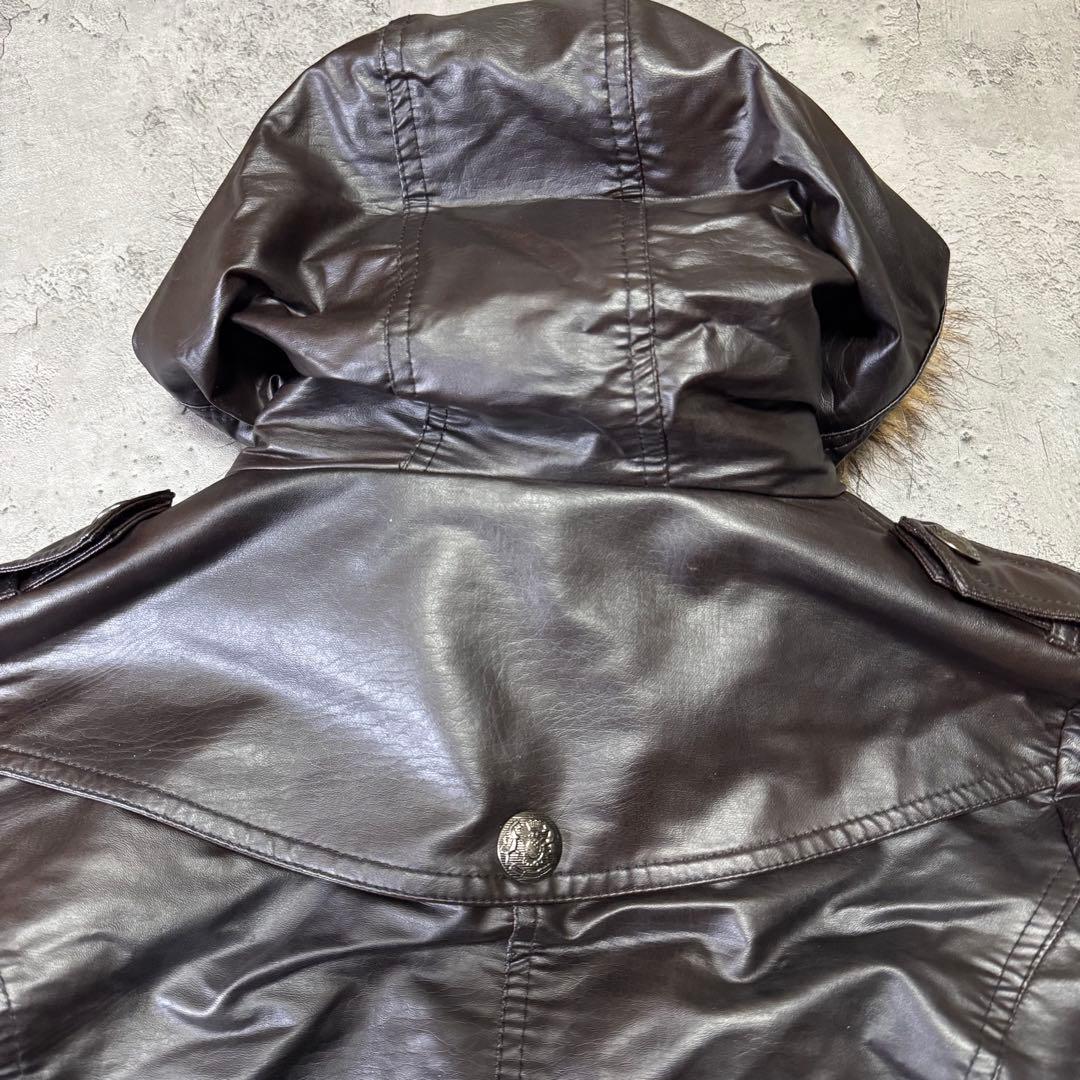 Y2K 短丈 ファー フェイクレザージャケット光沢 平成 お兄系