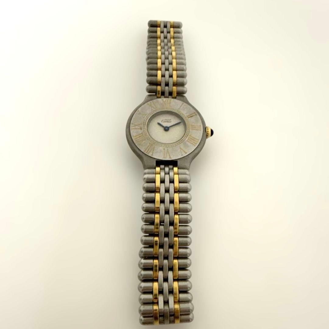 Cartier アナログクォーツ腕時計 グレー/ゴールド
