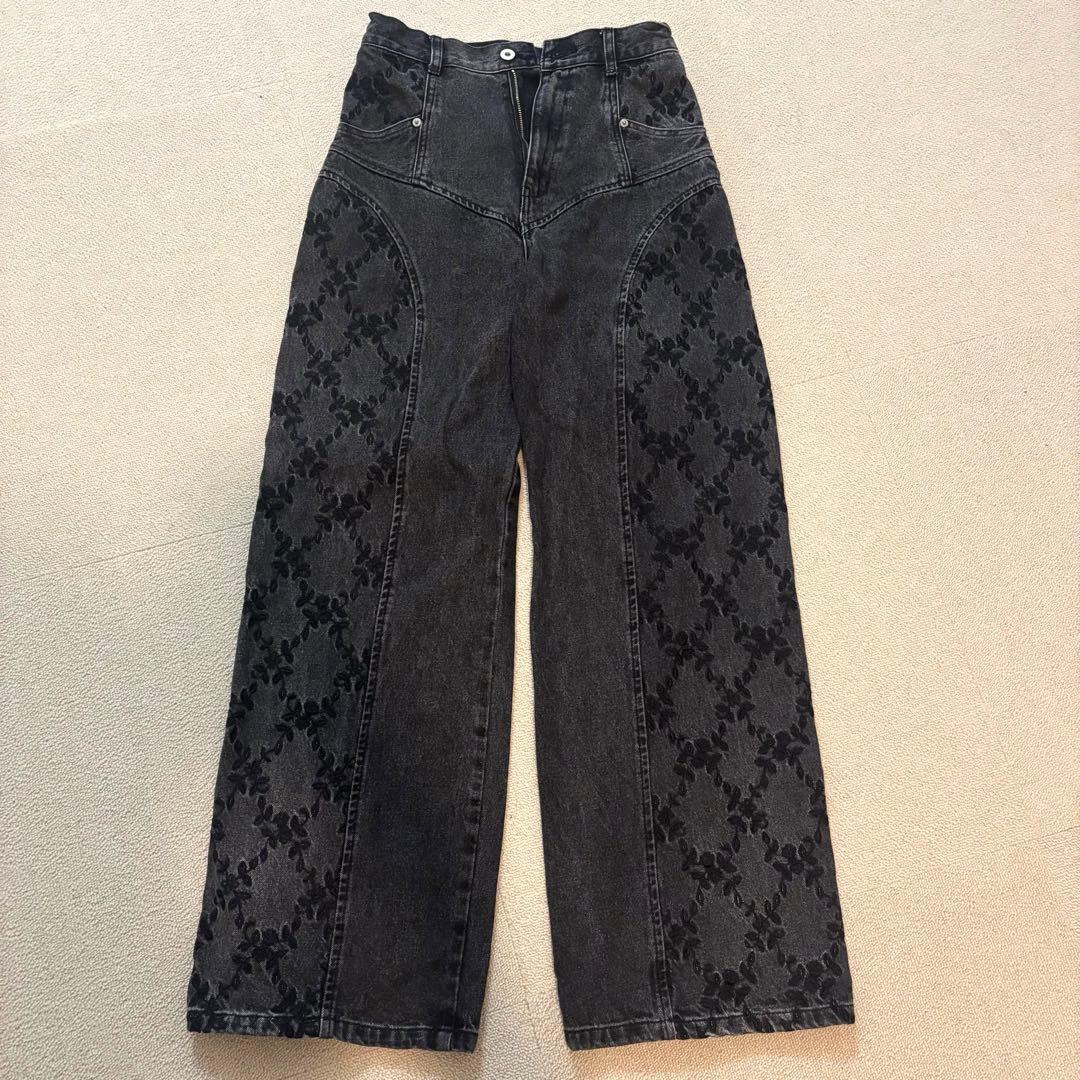 パンツ Fetico FLOWER EMBROIDERED WIDE JEANS