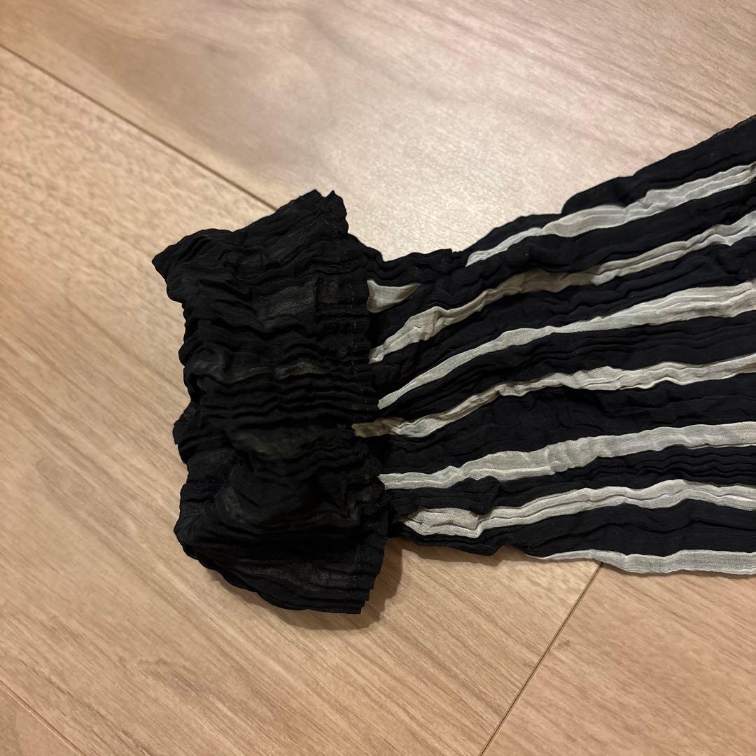 ISSEY MIYAKE プリーツ　長袖　ストライプ　Lサイズ