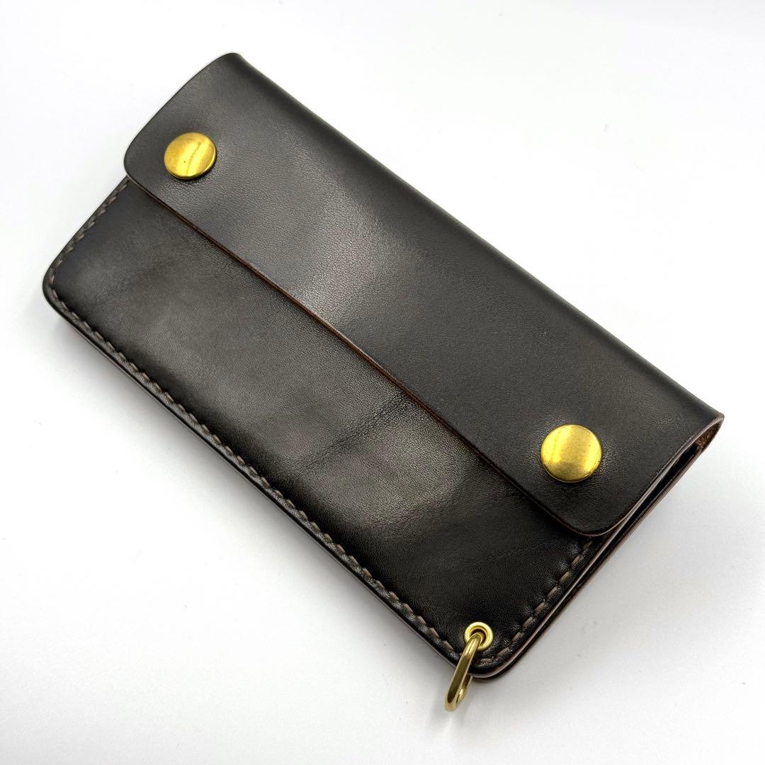 トラッカーウォレット(ブラック)サドルレザー　タロンジッパー　ヴィンテージタイプ