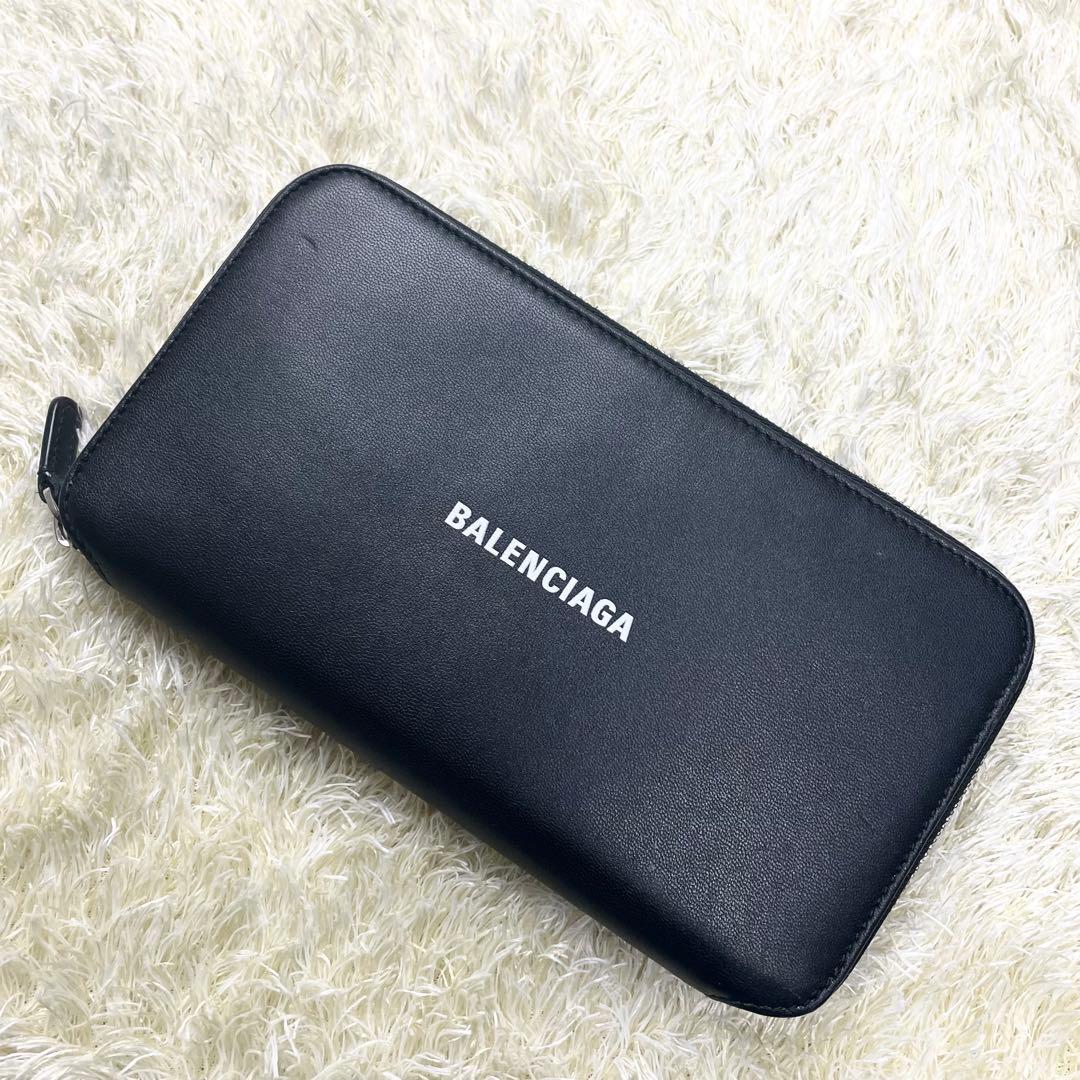バレンシアガ 長財布 ラウンドファスナー エブリデイ レザー ブラック
