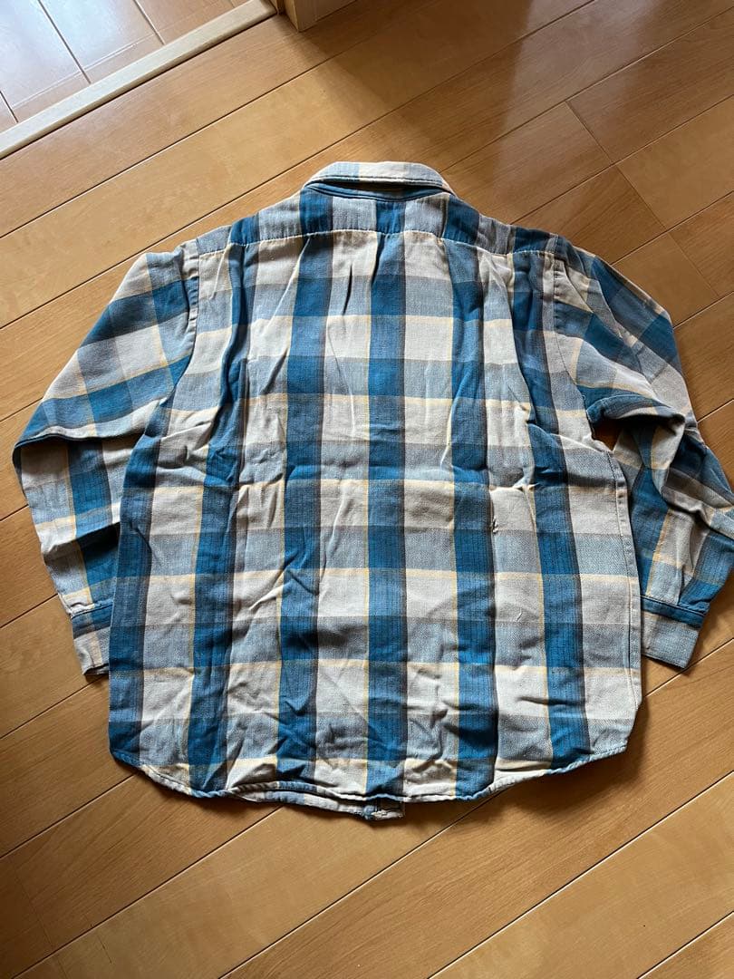 60s 70s ビンテージ　ネルシャツ ブルー系