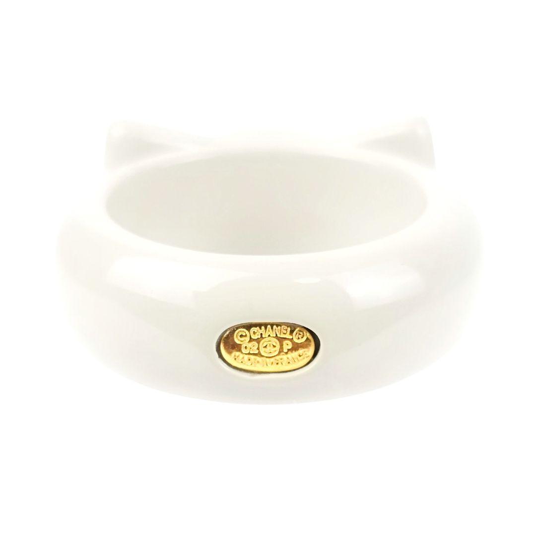美品 シャネル CHANEL ココ リボン ラインストー リング 指輪
