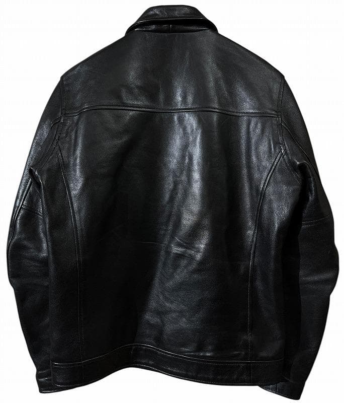 美品 ショット 羊革 レザー シングル ブレスト ライダース ジャケット 黒 M