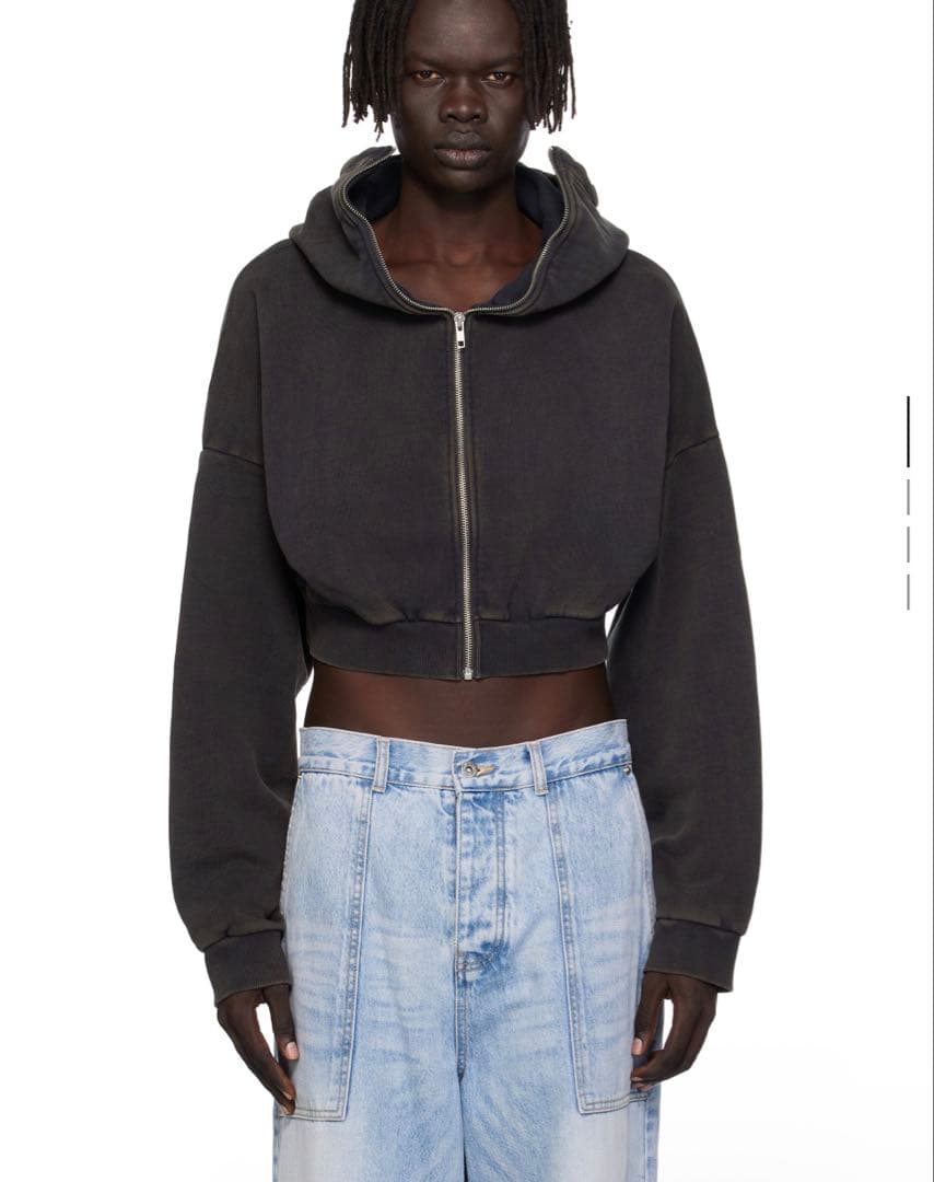 トップス entire studios cropped full zip hoodie