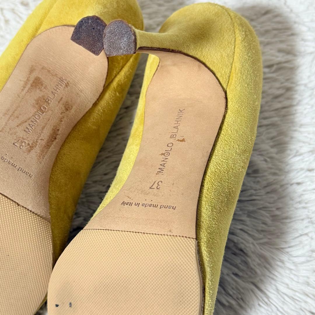 ⭐️未使用級⭐️　マノロブラニク　スエードパンプス　ポインテッドトゥ　イエロー