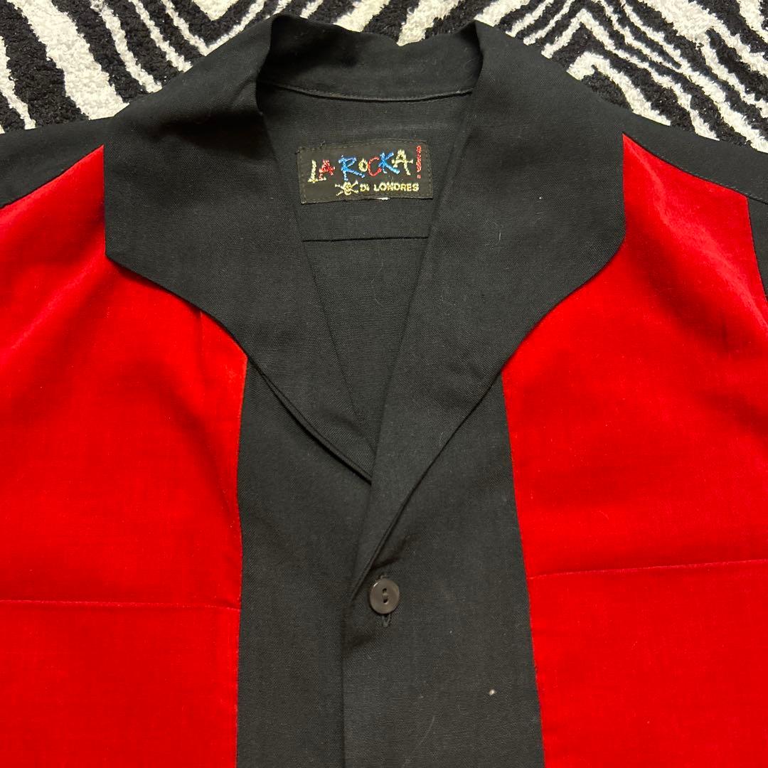 だ*丸様 ビンテージ 80s ラロッカ La rocka ロカビリーシャツ 赤