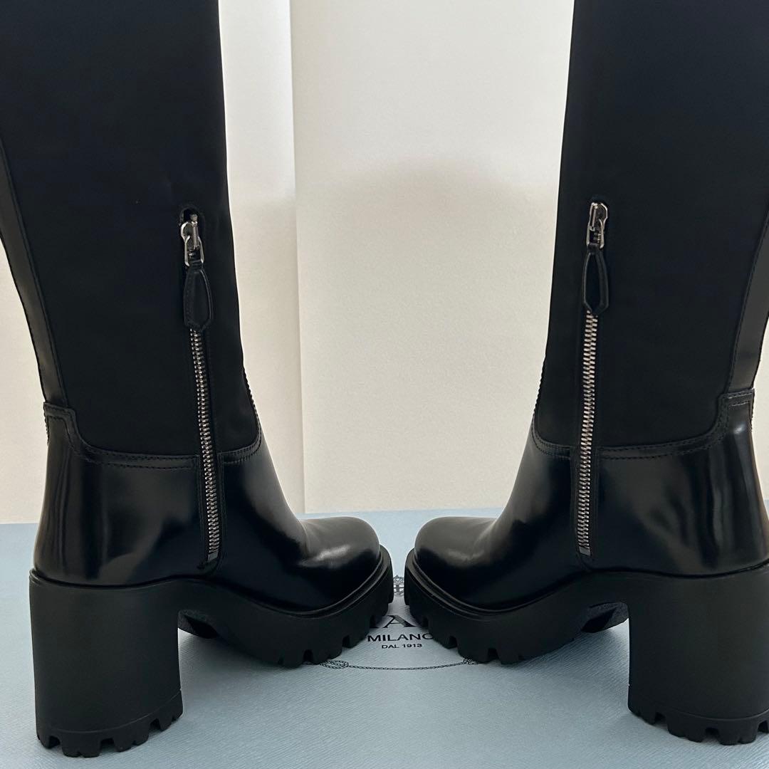 PRADA プラダ　ロゴレザー　Re-Nylon リナイロン　ブーツ　新品未使用