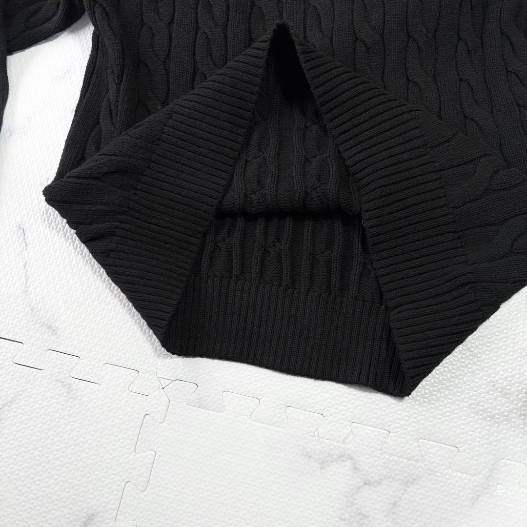 ✨大人気✨ ポロラルフローレン現行QR黒　ケーブルニットM