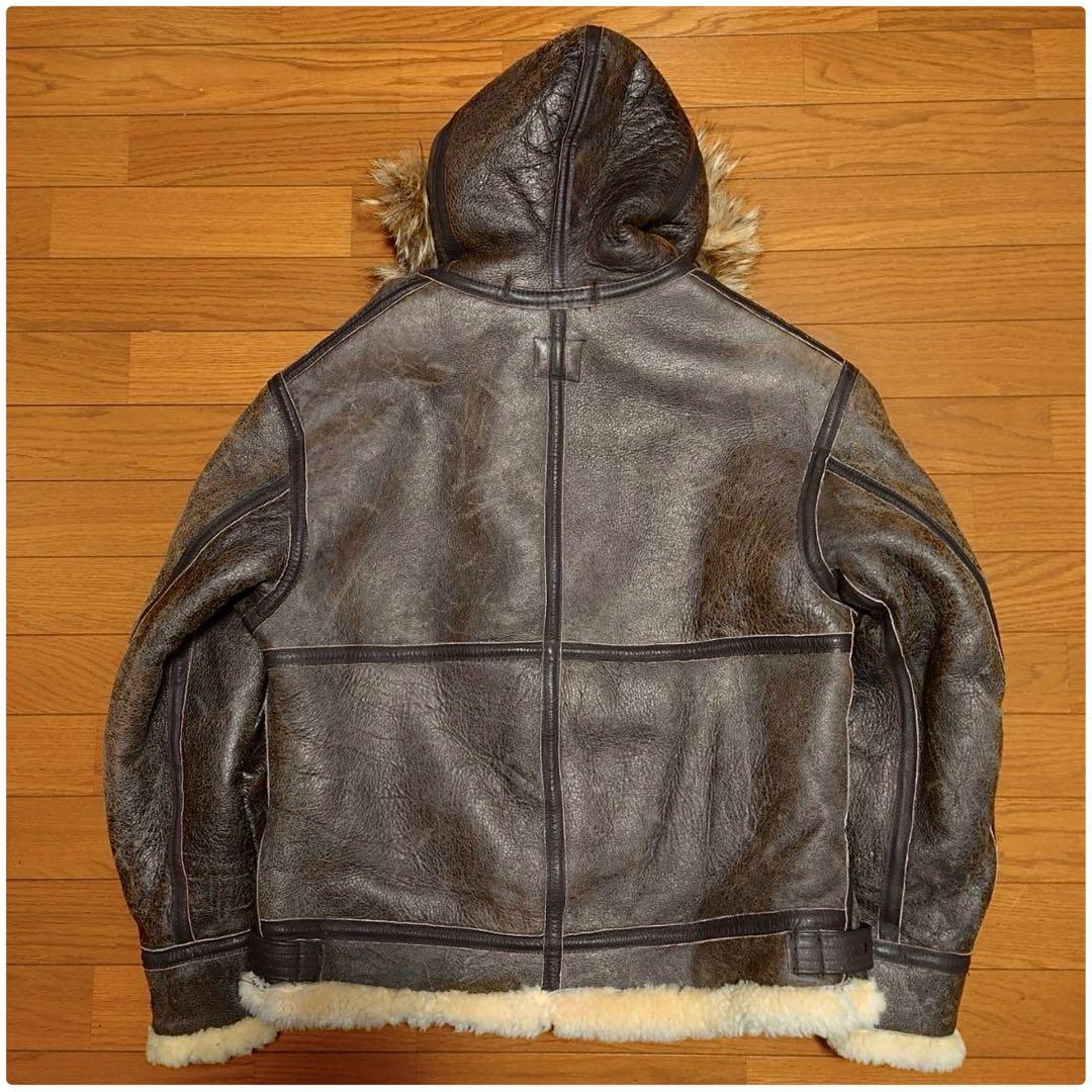 80S BRANDED ファーフード付きシープスキンムートンB-3ジャケット