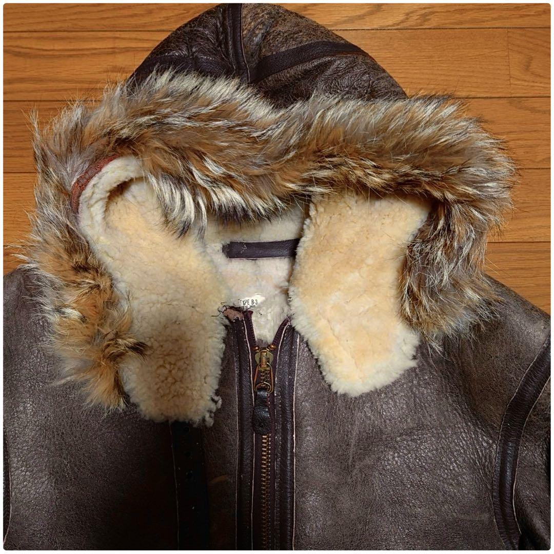 80S BRANDED ファーフード付きシープスキンムートンB-3ジャケット